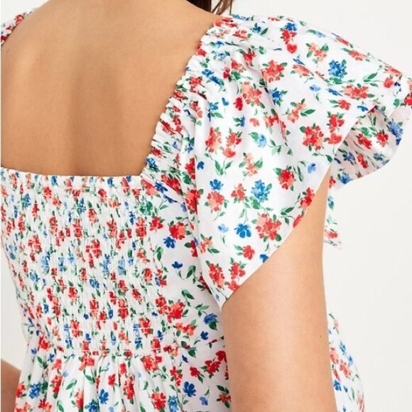 Old Navy Small Petite Blouse Shirt Short Sleeve Floral Ruffle Sleeve Top Crop SP - Picture 3 of 13